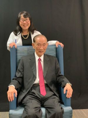 Dr. George C.Y. Chiou seated with daughter, Dr. Linda Epner