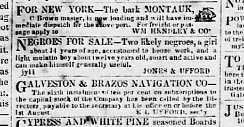 The Civilian and Galveston Gazette. (Galveston, Tex.), Vol. 13, Ed. 1, Tuesday, July 22, 1851 - Page_ 3 of 4 . Magnified. The Portal to Texas History-page-001.jpg