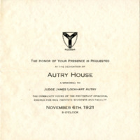 Autry House dedication invitation