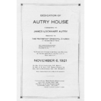 Dedication of Autry House, November 6, 1921