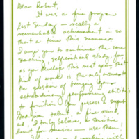 Letter from Andrew Mihalso, piano instructor at Trinity University, to Robert White,