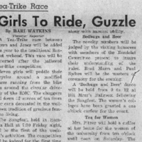 Tea-Trike Race Girls To Ride, Guzzle, news article