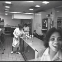 Female kitchen workers in Faculty Club, Cohen House