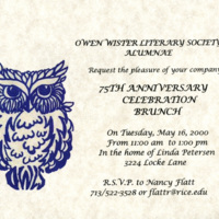 Owen Wister Literary Society Alumnae 75th Anniversary Celebration Brunch - May 16, 2000<br />
