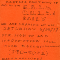 Elizabeth Baldwin Literary Society and Owen Wister Literary Society Delta Dawn Invitation - March 3, 1977